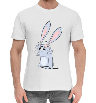 Мужская Хлопковая футболка Нервный заяц