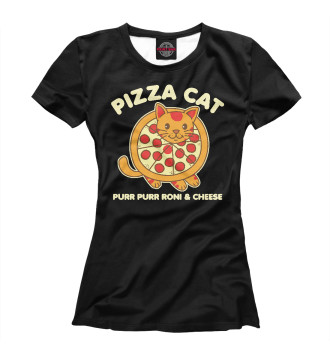 Женская Футболка Pizza cat