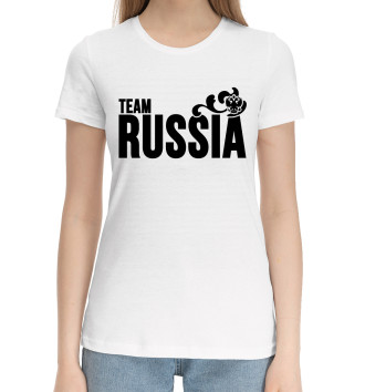 Женская Хлопковая футболка Team Russia