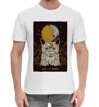 Мужская Хлопковая футболка Cat Moon Tarot
