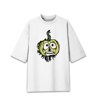 Мужская Хлопковая футболка оверсайз Тыква зеленая