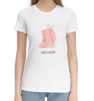 Женская Хлопковая футболка Милый кролик 2023