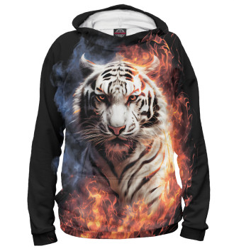 Худи для мальчиков Огненный белый тигр