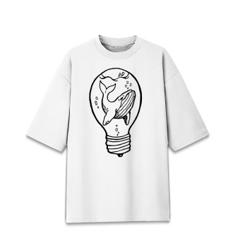 Мужская Хлопковая футболка оверсайз Кит в лампочке