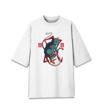 Женская Хлопковая футболка оверсайз Китайская Крыса