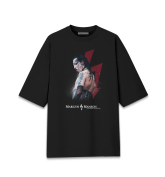 Мужская Хлопковая футболка оверсайз Marilyn Manson Shock-Rock