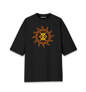 Женская Хлопковая футболка оверсайз Славянский символ Купало