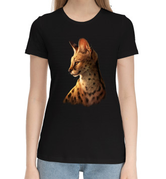 Женская Хлопковая футболка Дикий кот