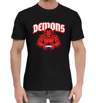Мужская Хлопковая футболка Приставочный демон