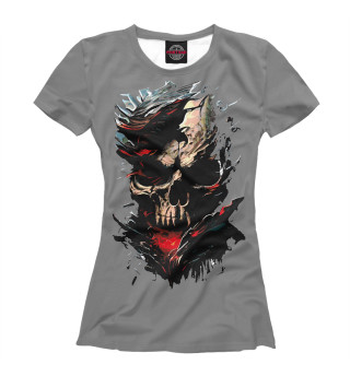 Женская футболка Skull on gray background