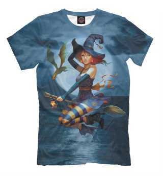 Женская футболка Ведьма на метле с драконом