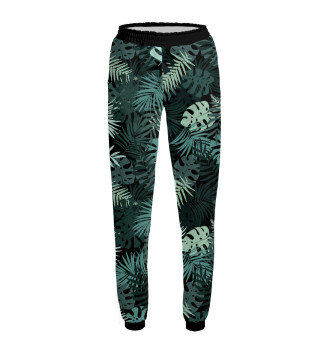 Женские Спортивные штаны Тропические листья монстеры заленые