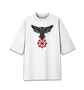 Женская Хлопковая футболка оверсайз Сова с символом Молвинец