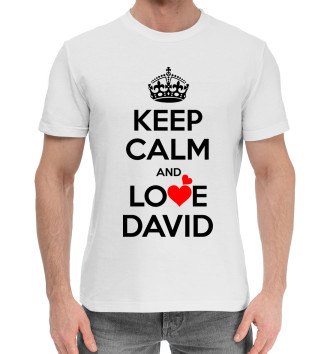 Мужская Хлопковая футболка Будь спокоен и люби Давида
