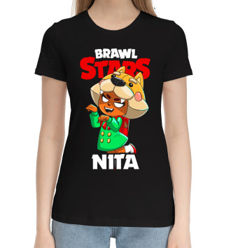 Женская Хлопковая футболка Brawl Stars, Nita