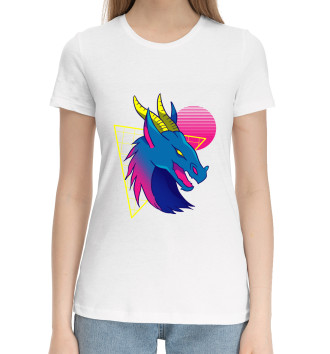 Женская Хлопковая футболка Retrowave Dragon