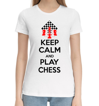 Женская Хлопковая футболка Играй в шахматы