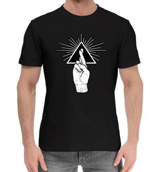 Мужская Хлопковая футболка Рука просвещения