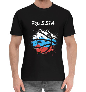 Мужская Хлопковая футболка Россия - Баскетбол