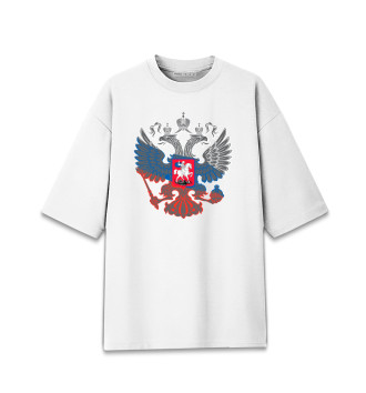Хлопковая футболка оверсайз для девочек Двуглавый орел