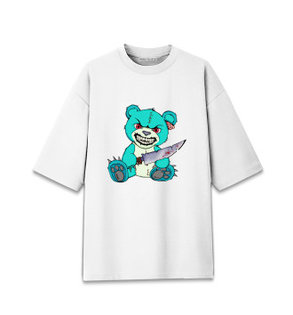 Мужская Хлопковая футболка оверсайз Мишка с ножом