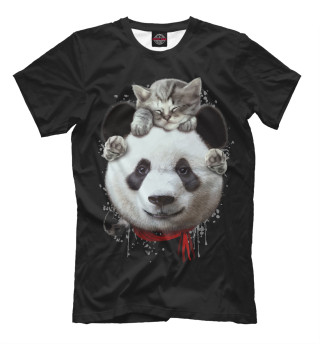 Мужская футболка Панда и котенок