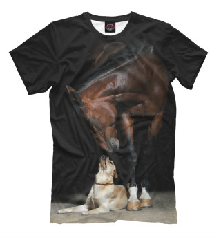 Женская футболка Лошадь и пес