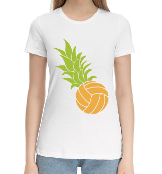 Женская Хлопковая футболка Волейбольный ананас