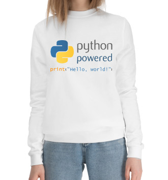Женский Хлопковый свитшот Python Powered Print Hello