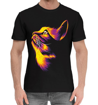 Мужская Хлопковая футболка Умный кот