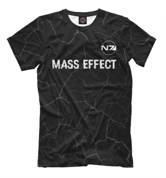 Мужская Футболка Mass Effect Glitch Black (трещины)