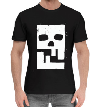 Мужская Хлопковая футболка Квадратный череп