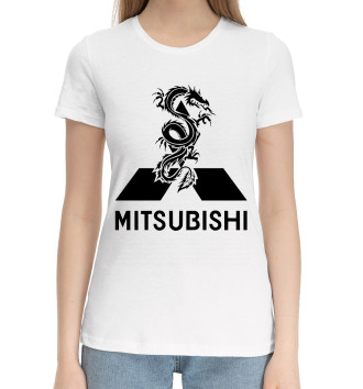 Женская Хлопковая футболка Mitsubishi Dragon Logo Jdm