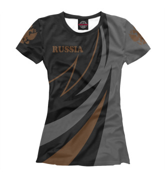 Женская Футболка Россия герб на рукавах