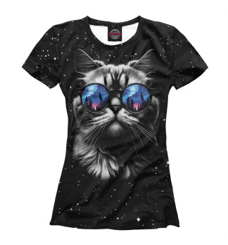 Женская футболка Кот видит млечный путь