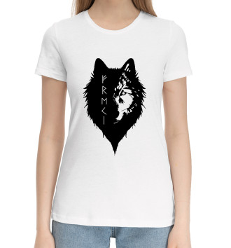 Женская Хлопковая футболка Волк Одина