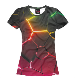Женская футболка Разлом ярких неоновых плит - геометрия
