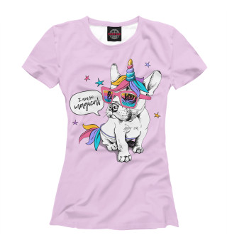 Женская футболка Unicorn bulldog