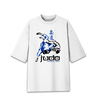 Мужская Хлопковая футболка оверсайз Борьба дзюдо