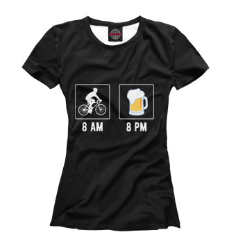 Женская Футболка Утром - велосипед, вечером - по пиву!