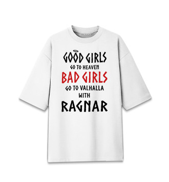Женская Хлопковая футболка оверсайз GO TO VALHALLA WITH RAGNAR