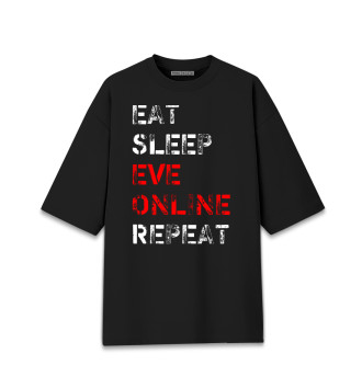 Женская Хлопковая футболка оверсайз Eat Sleep EVE Online Repeat