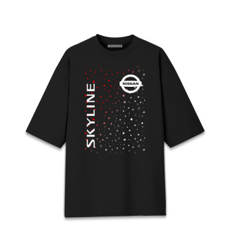 Женская Хлопковая футболка оверсайз Nissan Skyline - Звезды