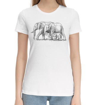 Женская Хлопковая футболка Слоны