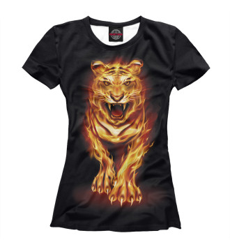 Женская Футболка Огненный тигр