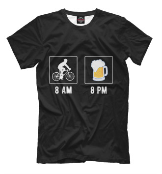 Мужская Футболка Утром - велосипед, вечером - по пиву!