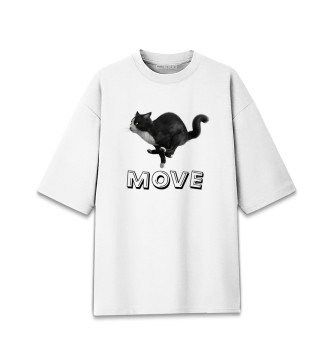 Женская Хлопковая футболка оверсайз Move cat