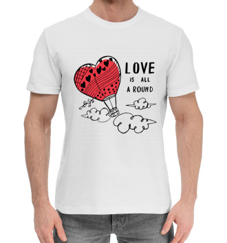 Мужская Хлопковая футболка Love is all a round