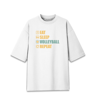 Мужская Хлопковая футболка оверсайз Есть, спать, волейбол