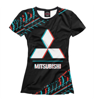Женская футболка Значок Mitsubishi Glitch